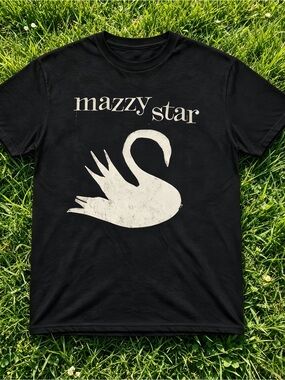Mazzy Star Swan Pattern Black Unisex Indie Band T-Shirt.